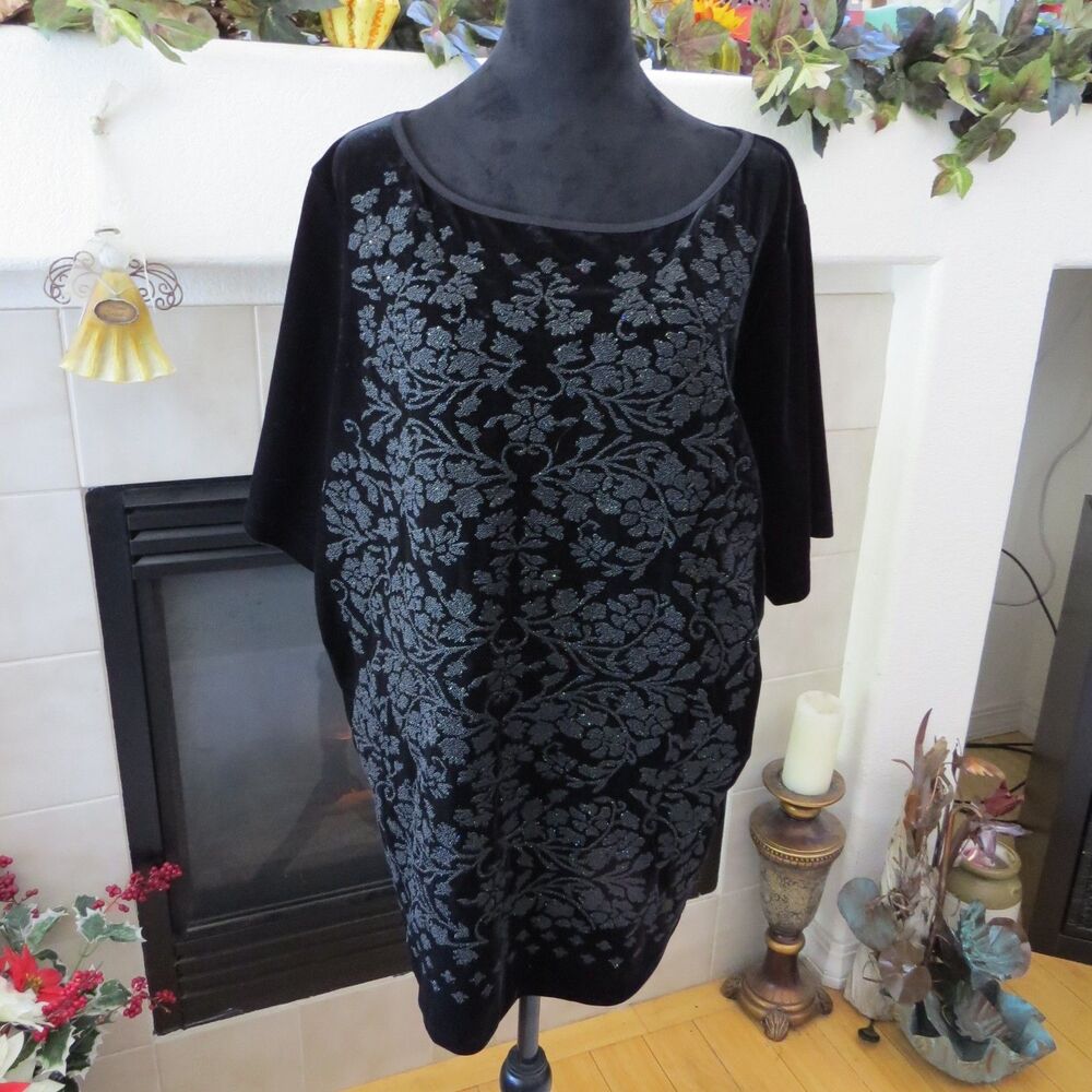 Vintage T & Company Beaded Black Velvet Pullover Top size** read** 2X EUC - Picture 6 of 8